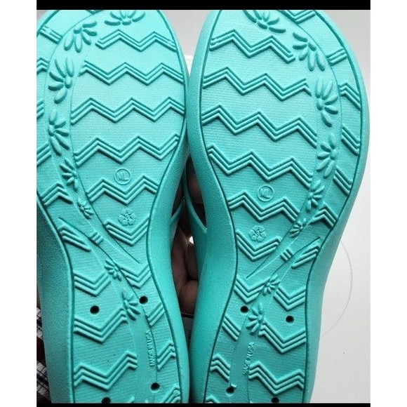 Okabashi Women M/L 8/9 Green Flip Flop Sandals Maui Thong Arch Support NEW - Picture 3 of 4